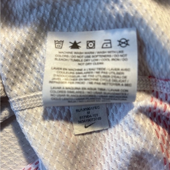 Nike Golf Tour Performance Mens Polo Shirt Medium White Red Gray Dri Fit - Picture 5 of 5